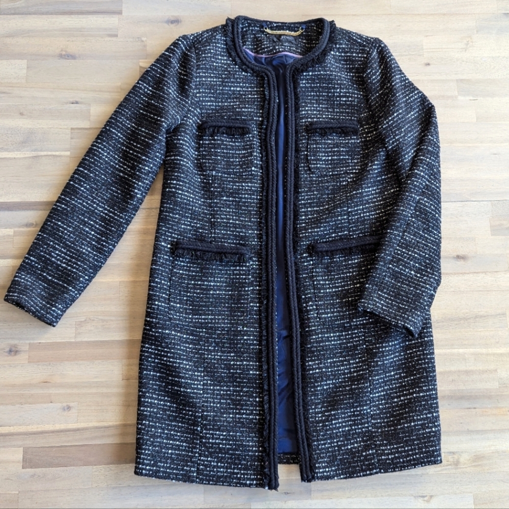 J.Crew Tweed Lurex Lady Coat with Braided Trim NWOT